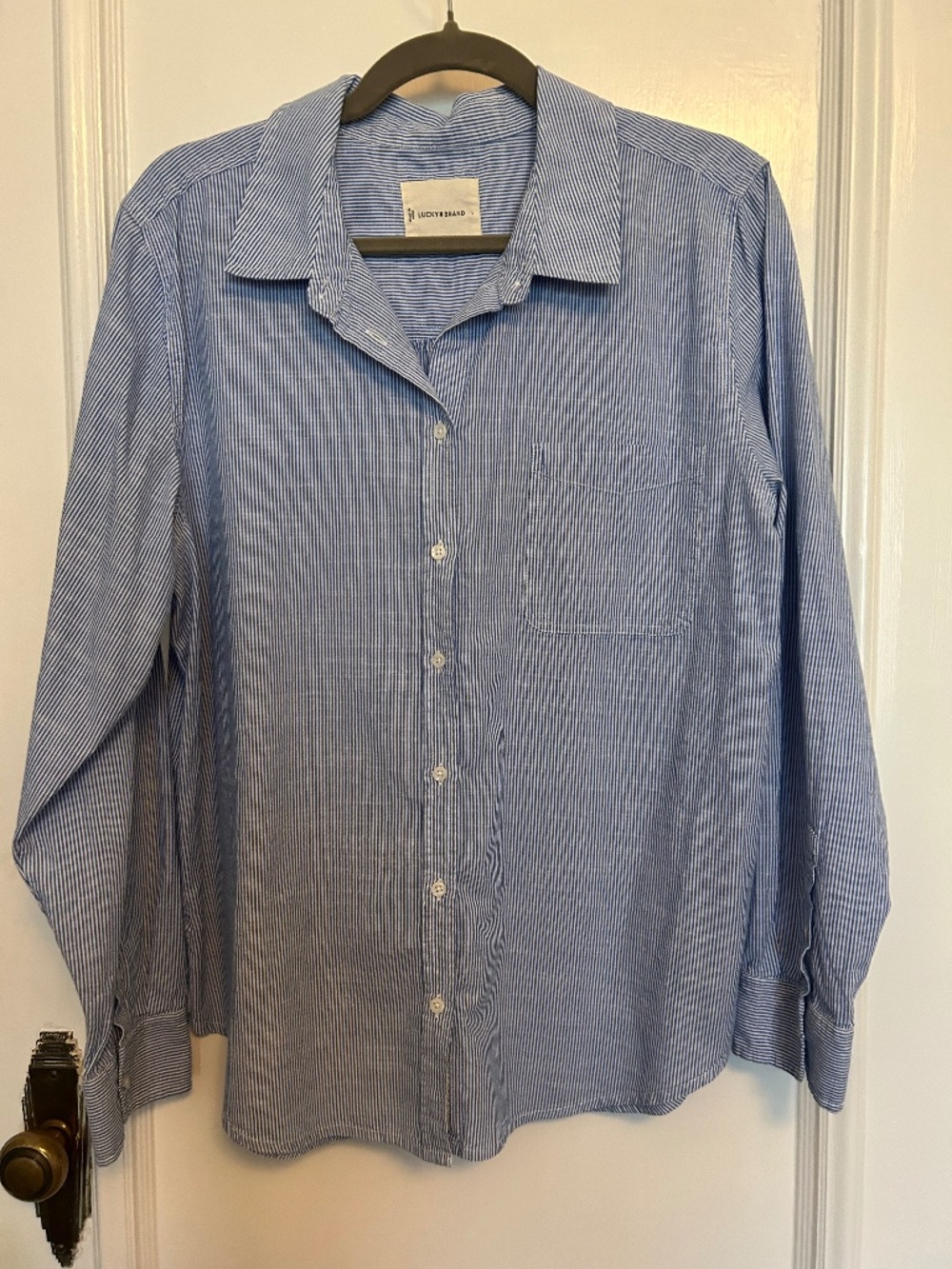 Lucky Brand Blue and White Striped Button Up